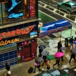 Stardust Diner with Tourists scurrying during a rainfall.